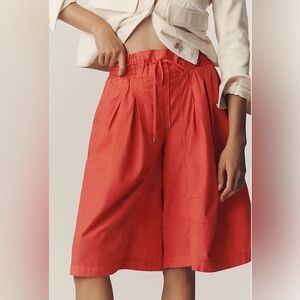 NWT Size L - Anthropologie Ruched Poplin Gaucho Cotton Pants (NWT US$ 128)